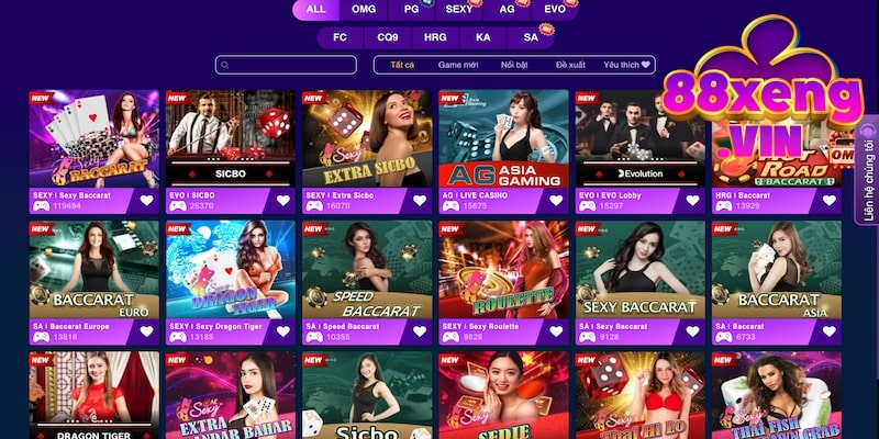 8 trò chơi casino hay tại Xeng88