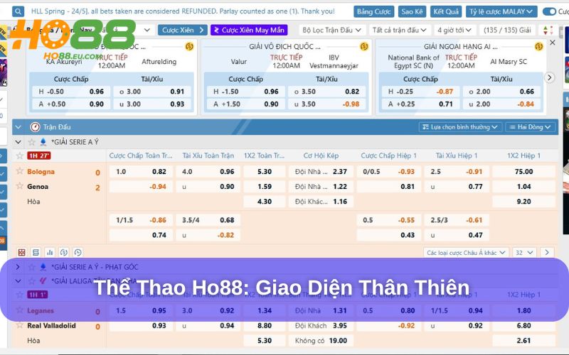 Giao diện Thể Thao Ho88 – Thân thiện, mượt mà, dễ thao tác